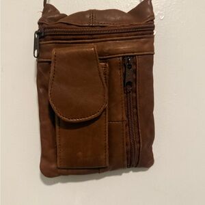 Brown Leather Crossbody Satchel Bag